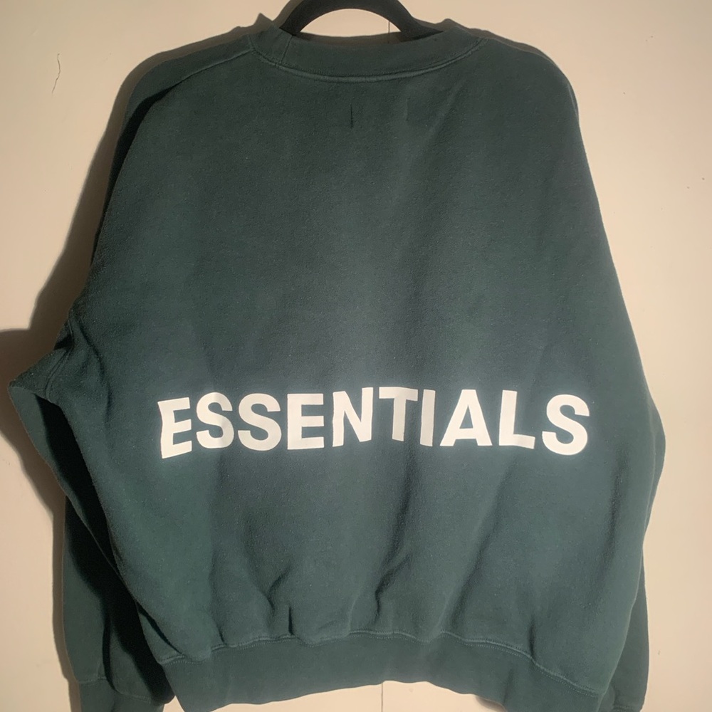 Essentials Men's Dark Green Crewneck Sweater